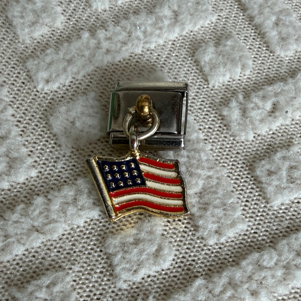 American Flag Charm with Silver Clip